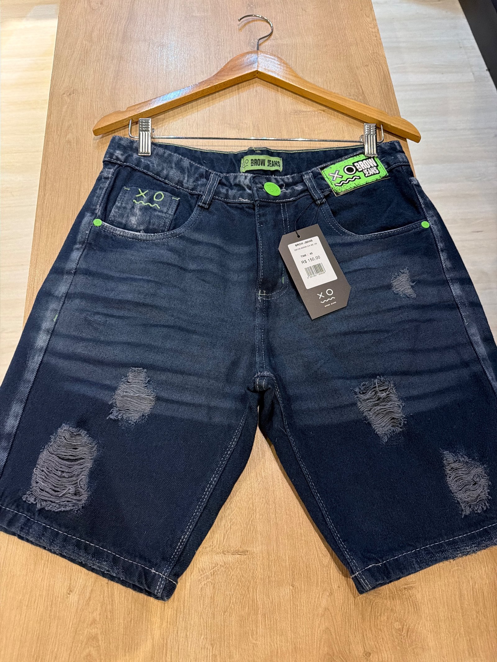 Bermuda jeans de jogador