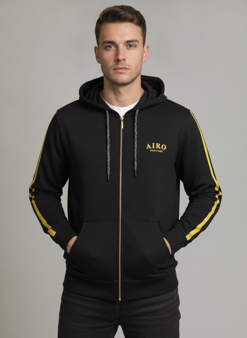MOLETOM ABERTO MASC DOURADO Preto M