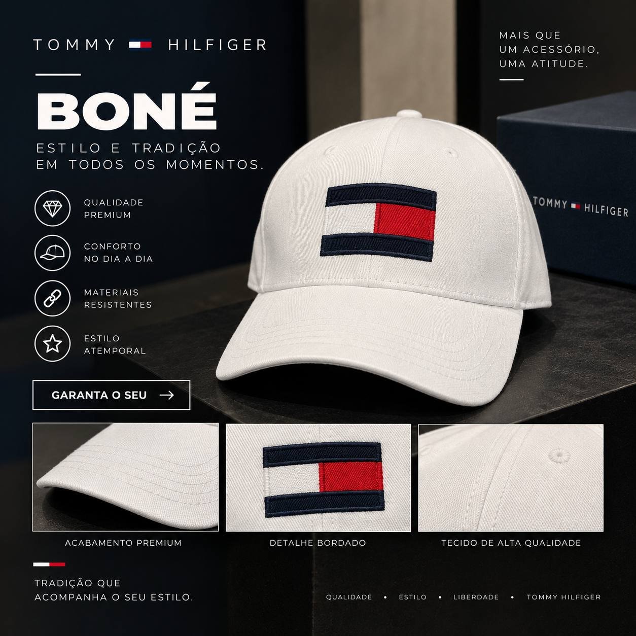 BIG FLAG CAP/ BONÉ TOMMY Branco
